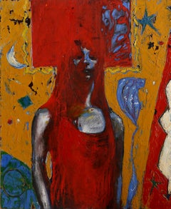 Woman in Red, Surrealist Oil Painting by Lisa Martin