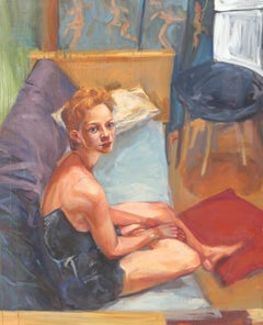 Woman on Cot, Photorealist Oil Painting by Lisa Martin