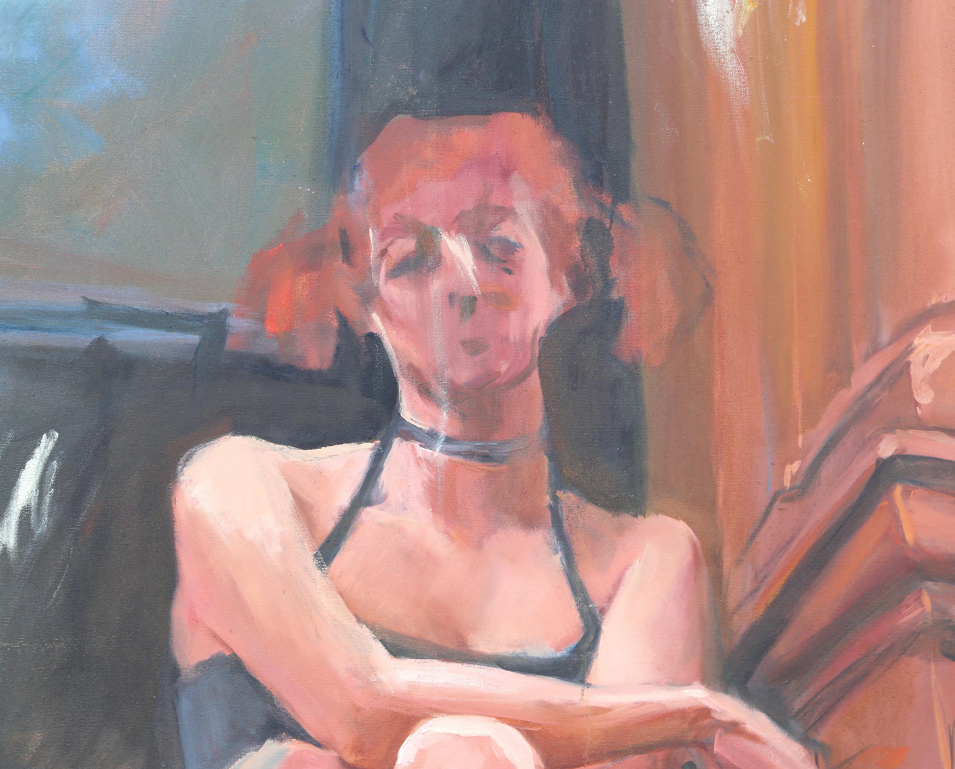 Woman on Stoop, Pop Art Oil Painting by Lisa Martin For Sale 2