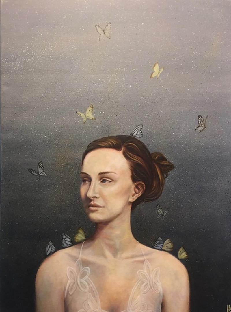 Lisa Matrundola Figurative Painting -  Butterfly 2, 2018 