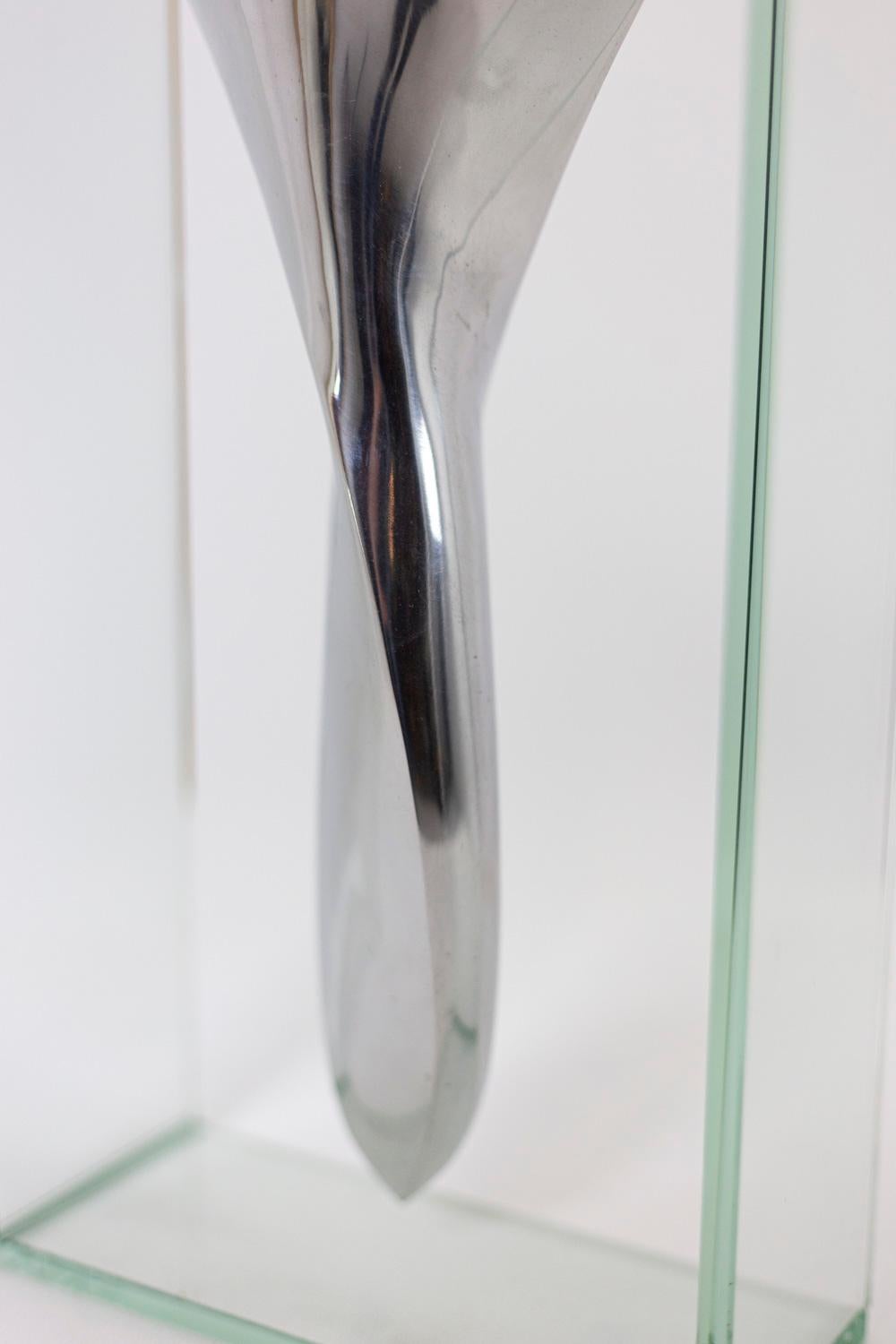 Européen Lisa Mori, Vase en aluminium et verre, années 1980 en vente