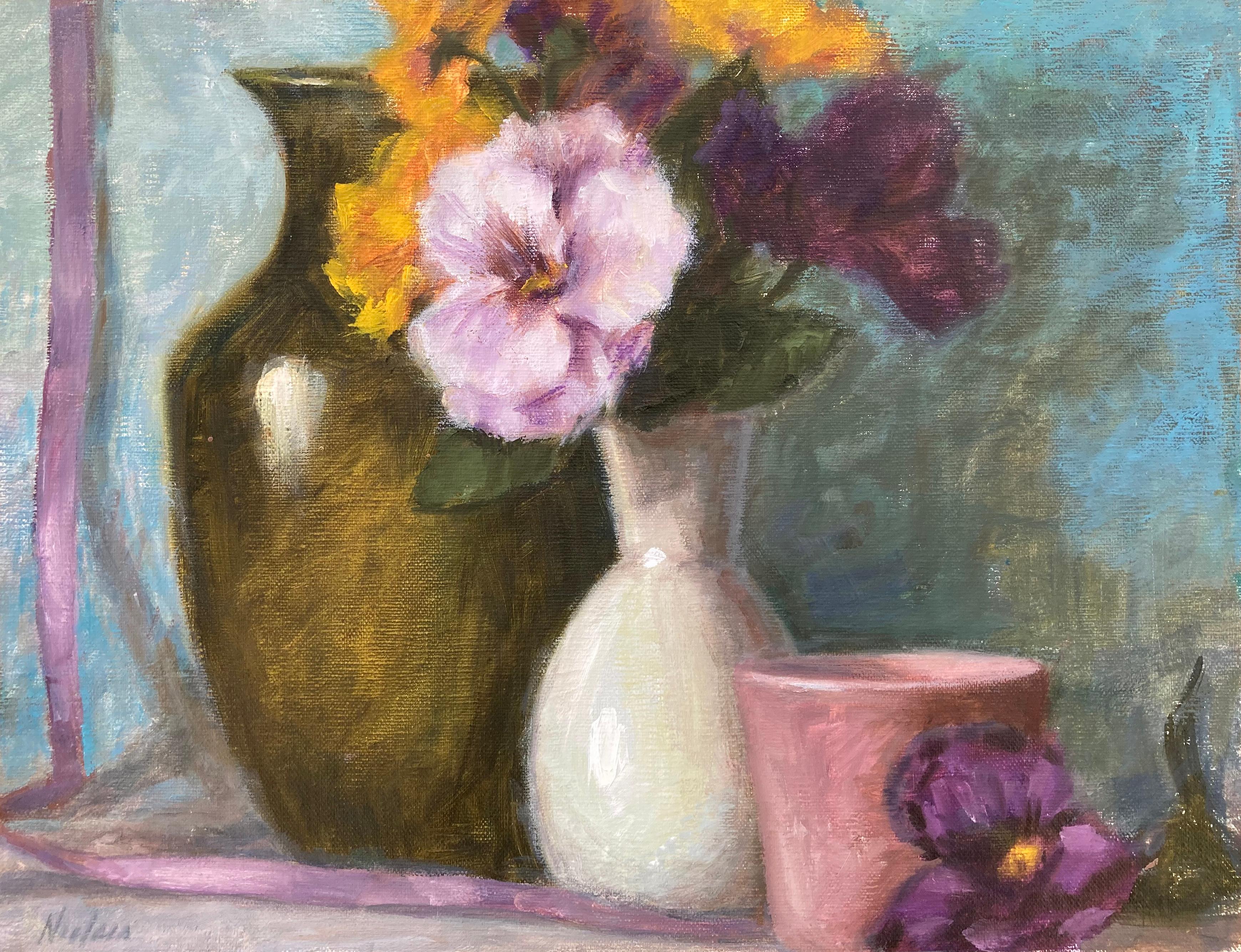 Lavender Pansy, Oil Painting - Art by Lisa Nielsen