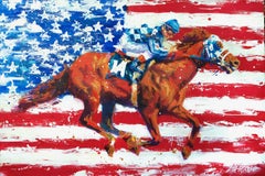 Lisa Palombo, "American Hero 1A" Secretariat Equine Racing Acrylic Painting