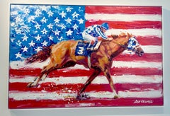 Lisa Palombo, "American Legend" Secretariat Flag Equine Horse Racing Painting