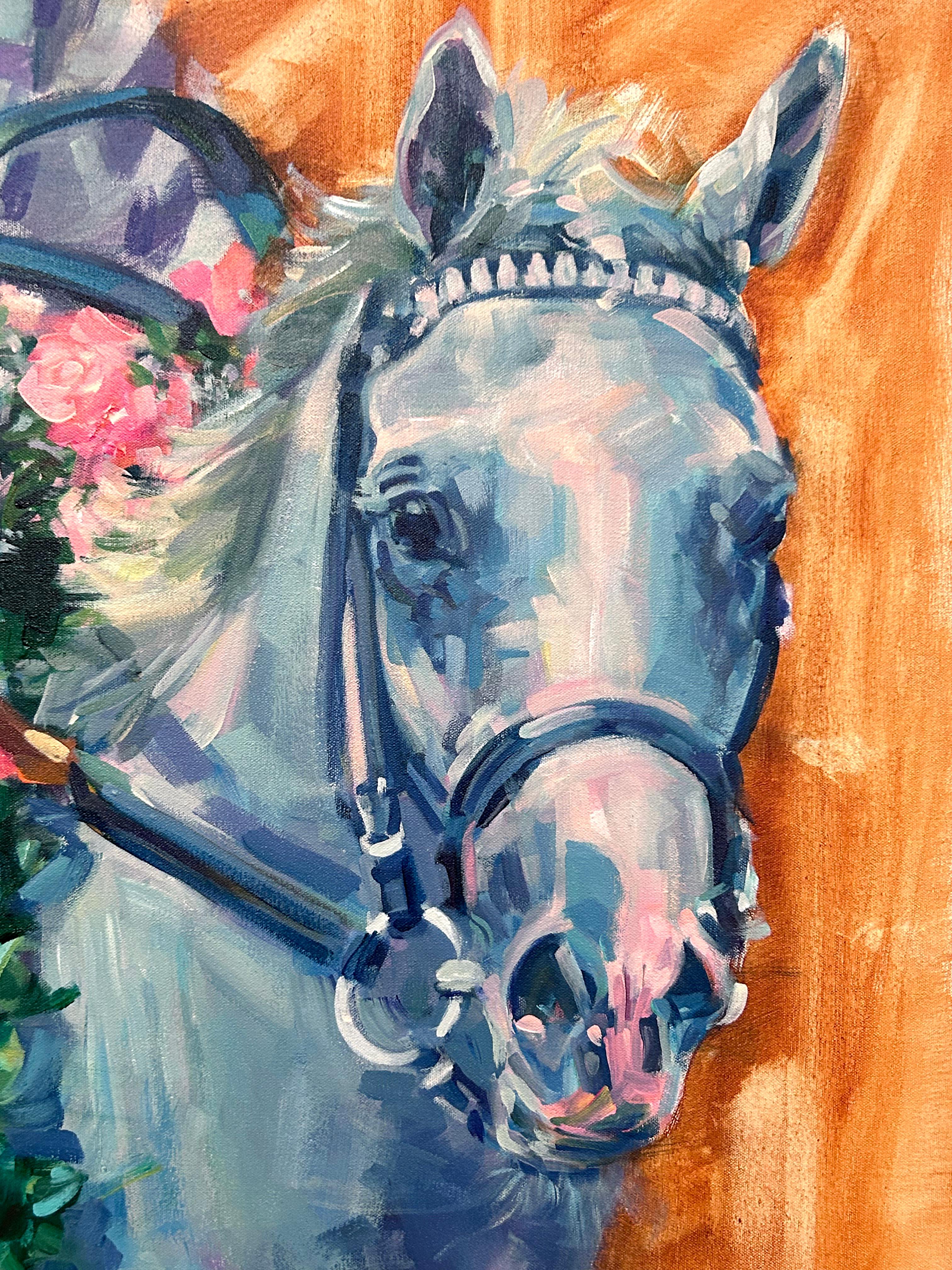 Lisa Palombo, „Arthur's Ride“, 40x30 Whitney Vollblutpferdrennen-Gemälde im Angebot 5