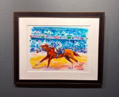 Lisa Palombo, "Belmont 1973 Fans" 18x24 Secretariat Horse Racing Painting