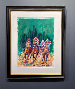 Lisa Palombo, "Belmont, Sketch" 24x18 NYC Thoroughbred Horse Racing Painting