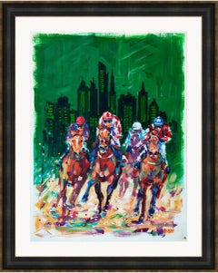 Lisa Palombo, "Belmont, Sketch" 24x18 NYC Thoroughbred Horse Racing Painting