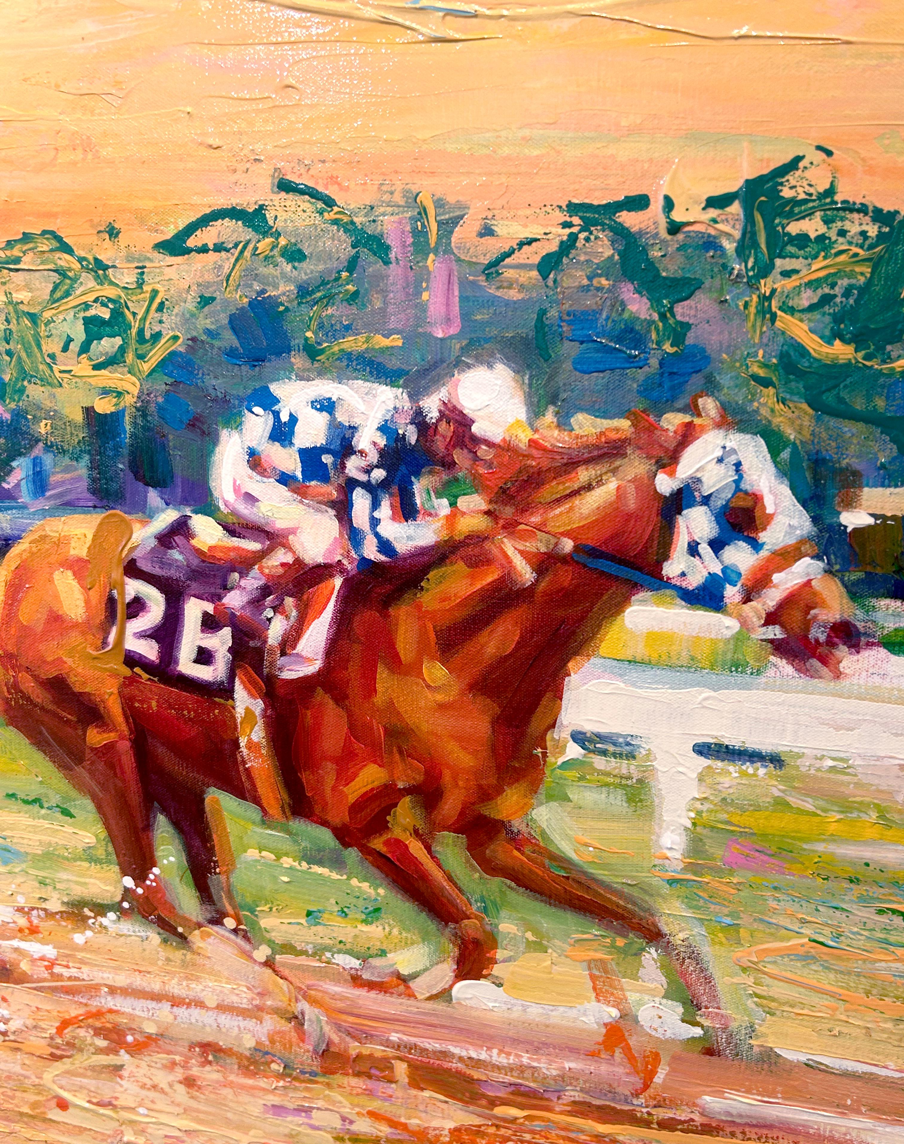 Lisa Palombo, „Meadow Stable Mates“, Secretariat-Pferdrennen, Marlboro Cup, Gemälde, Marlboro Cup im Angebot 4