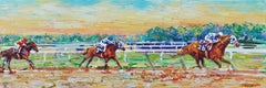 Peinture de Lisa Palombo, « Meadow Stable Mates », Secretariat Horse Race Marlboro Cup