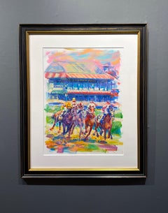 Lisa Palombo, "Saratoga Race Day" 24x18 Thoroughbred Horse Racing Painting