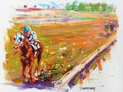 Lisa Palombo, "Secretariat 31 Lengths", Horse Race Equine Acrylic Painting 