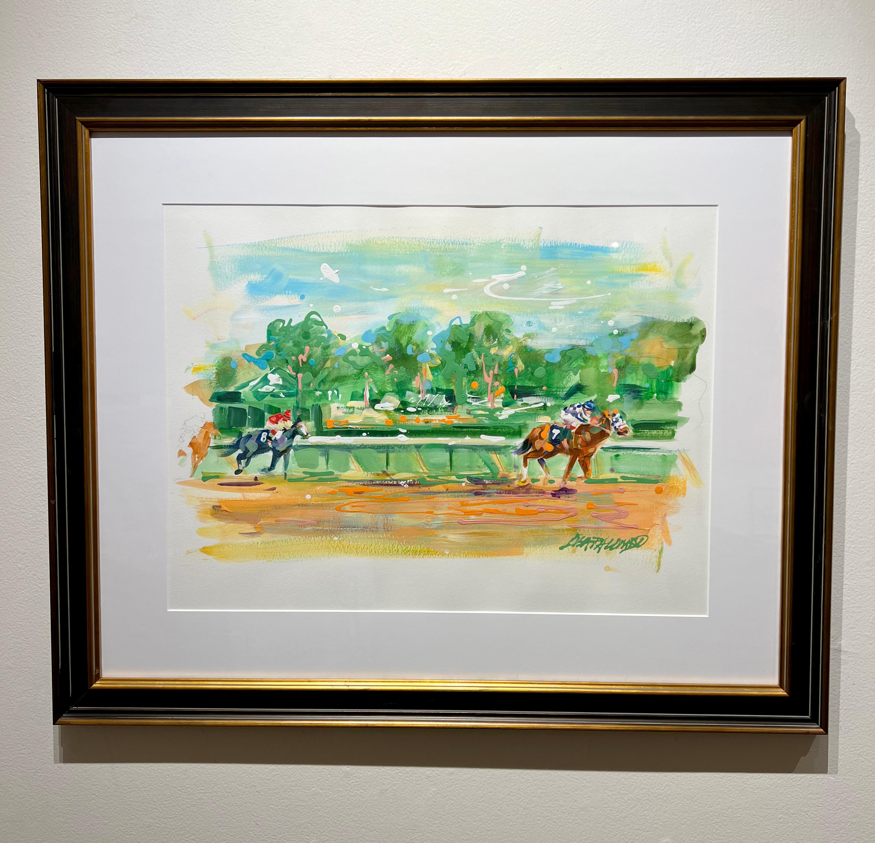 Lisa Palombo, „Secretariat Hopeful Stakes“, Grünes Pferdrennen, Gemälde  im Angebot 1