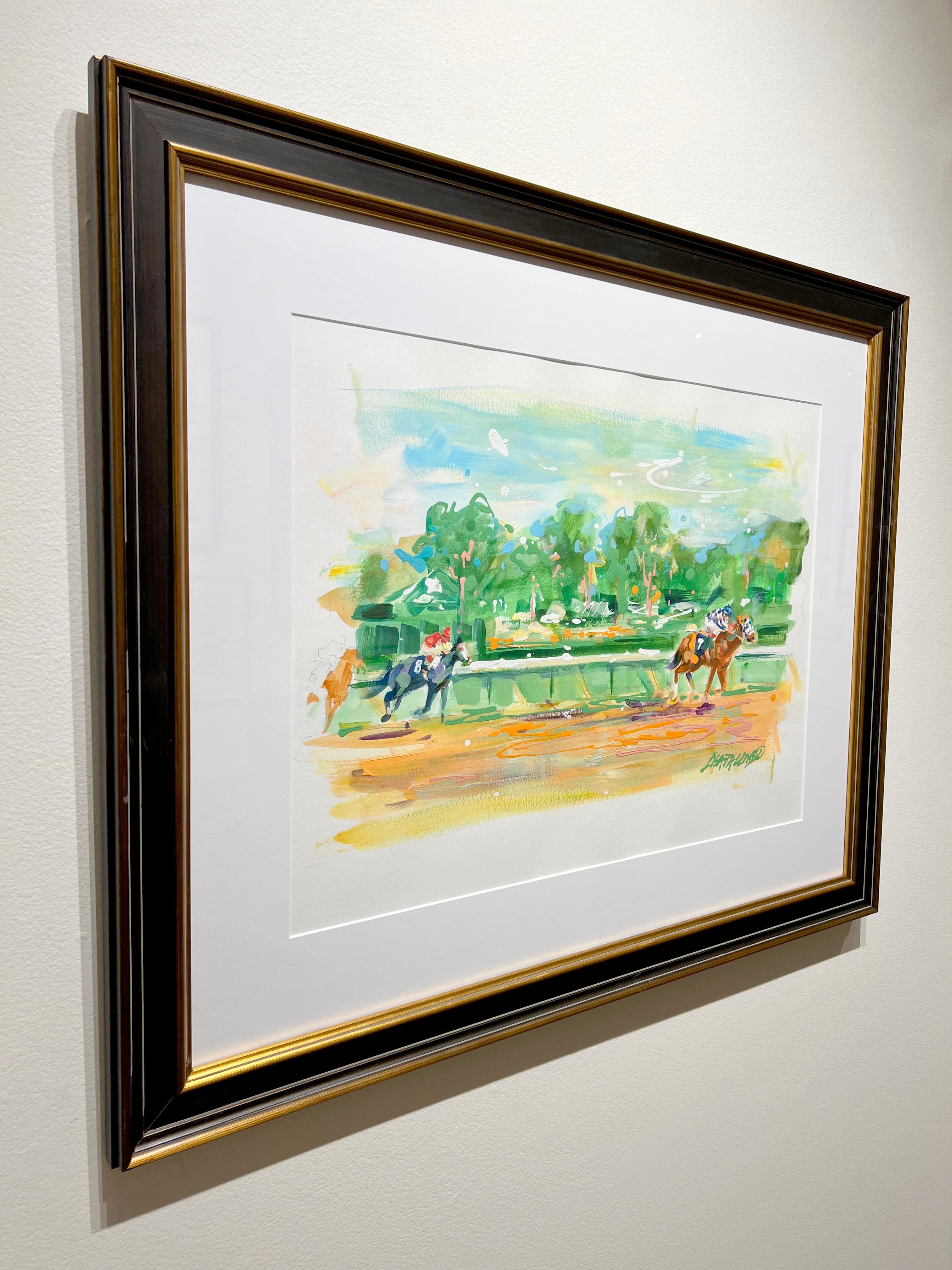 Lisa Palombo, „Secretariat Hopeful Stakes“, Grünes Pferdrennen, Gemälde  im Angebot 2