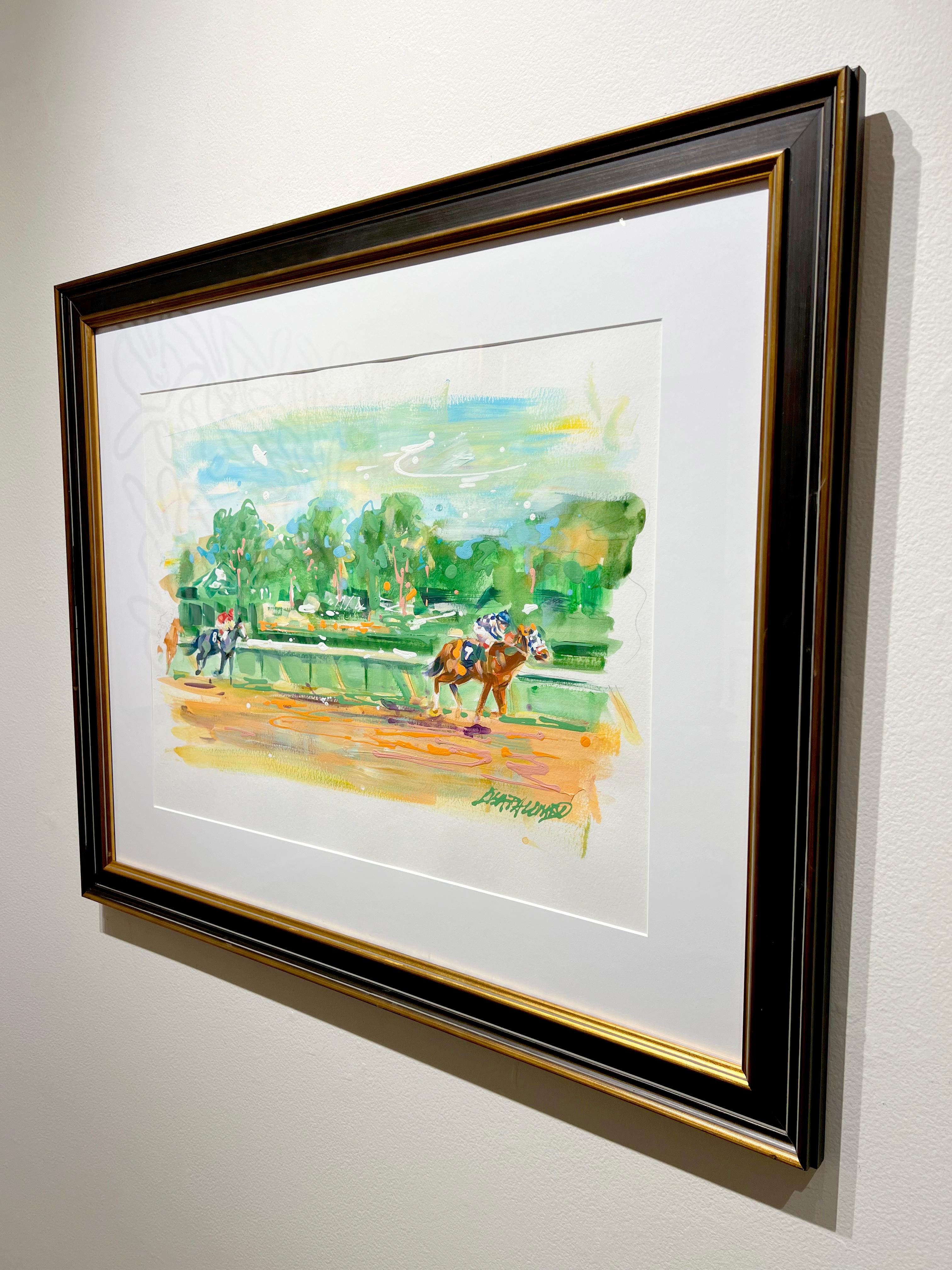 Lisa Palombo, „Secretariat Hopeful Stakes“, Grünes Pferdrennen, Gemälde  im Angebot 3