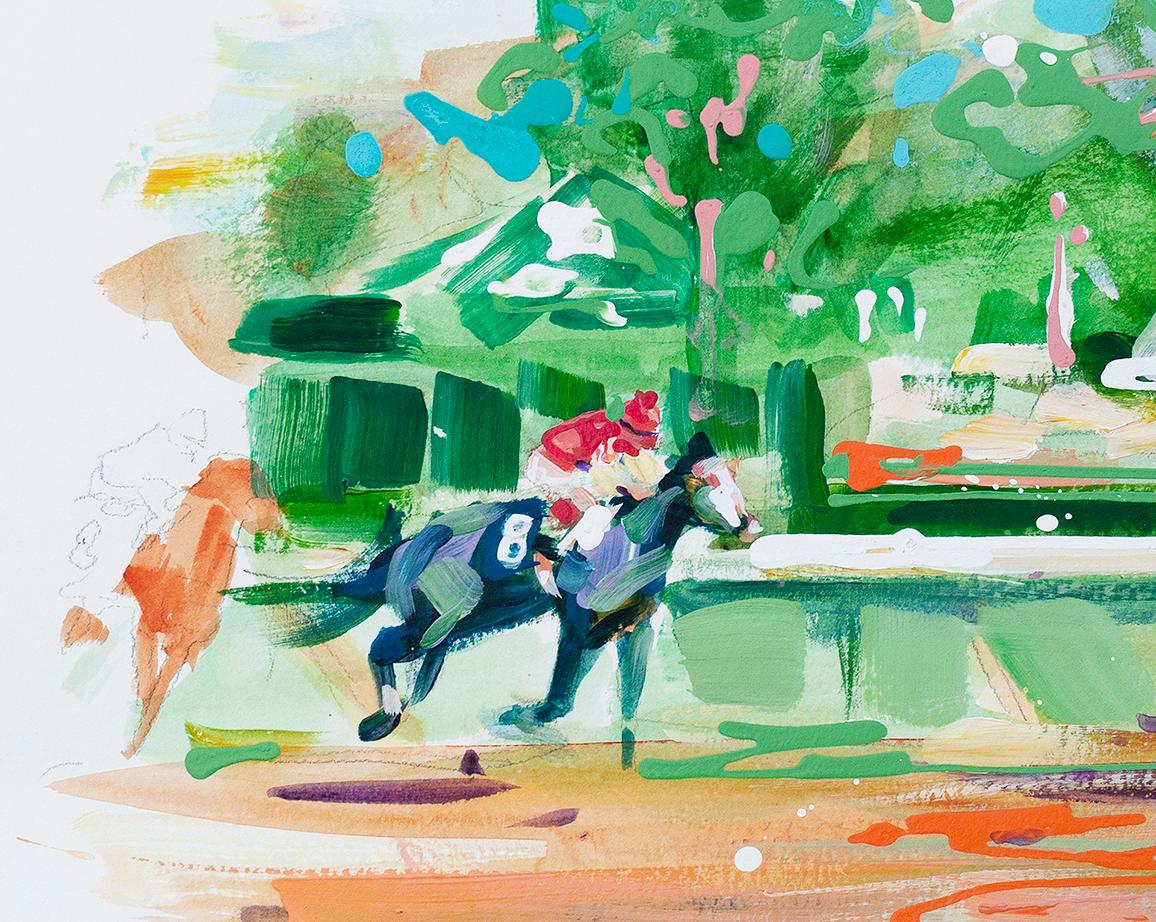 Lisa Palombo, „Secretariat Hopeful Stakes“, Grünes Pferdrennen, Gemälde  im Angebot 5