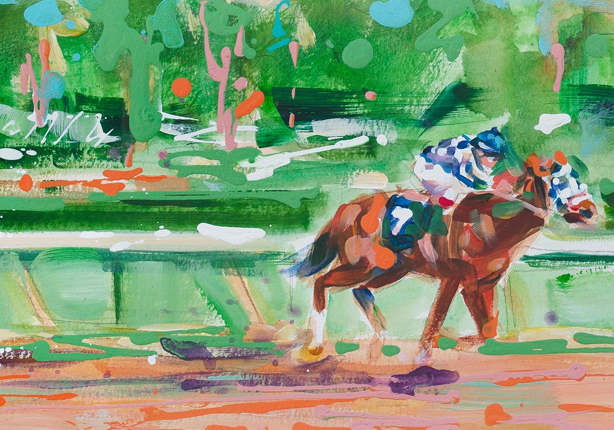 Lisa Palombo, „Secretariat Hopeful Stakes“, Grünes Pferdrennen, Gemälde  im Angebot 6