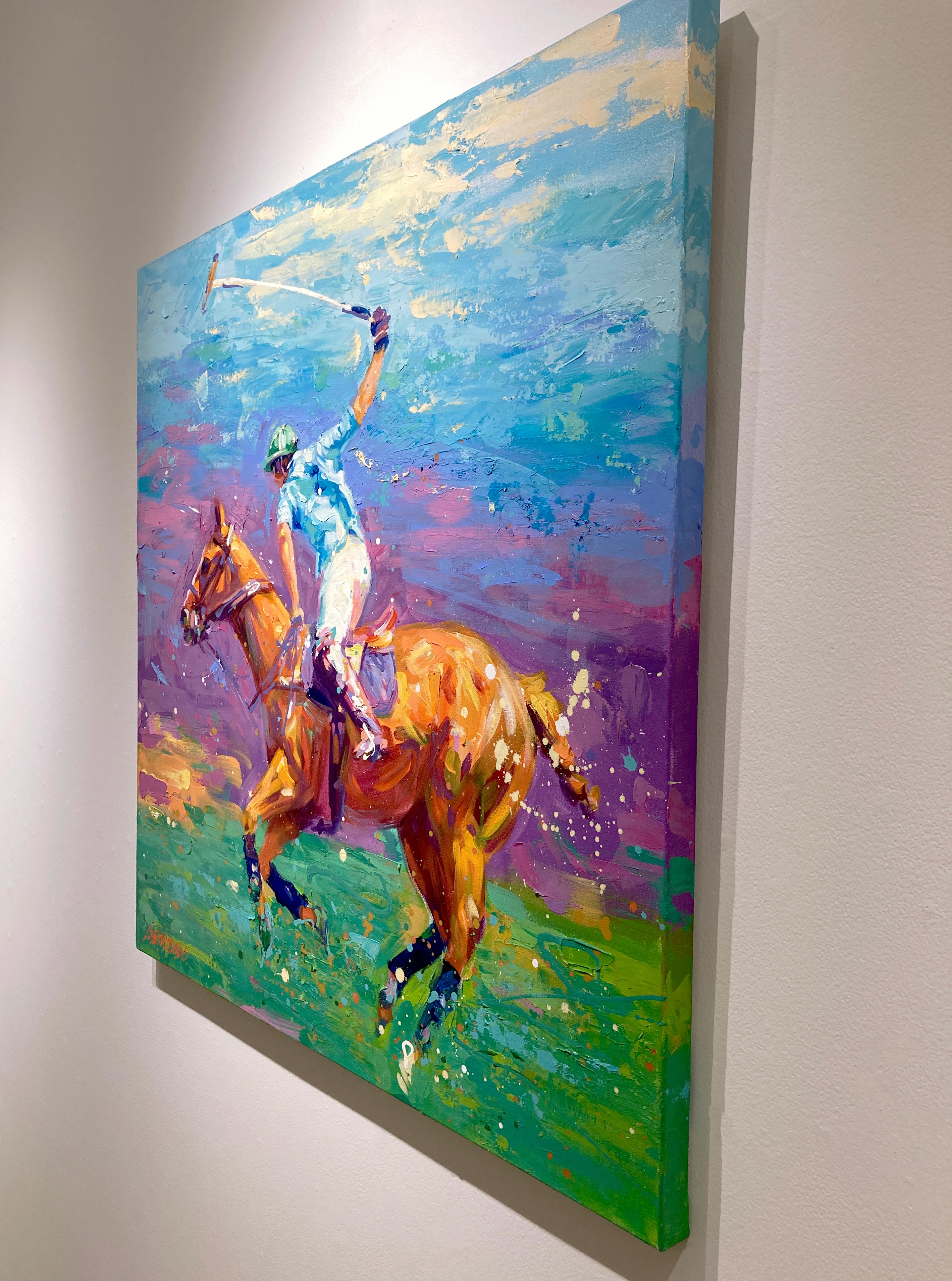 This colorful equine impressionist painting, 