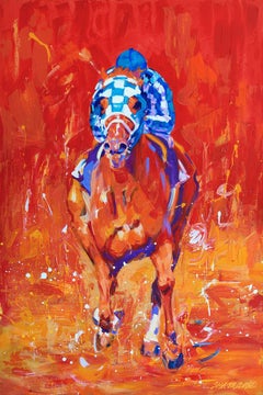 Peinture à l'acrylique « Triple Crown Roses » de Lisa Palombo, Secretariat Equine Racing