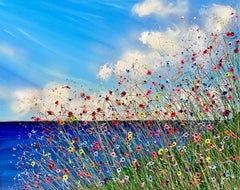 Fleurs dans la brise - peinture acrylique abstraite et florale originale - art contemporain