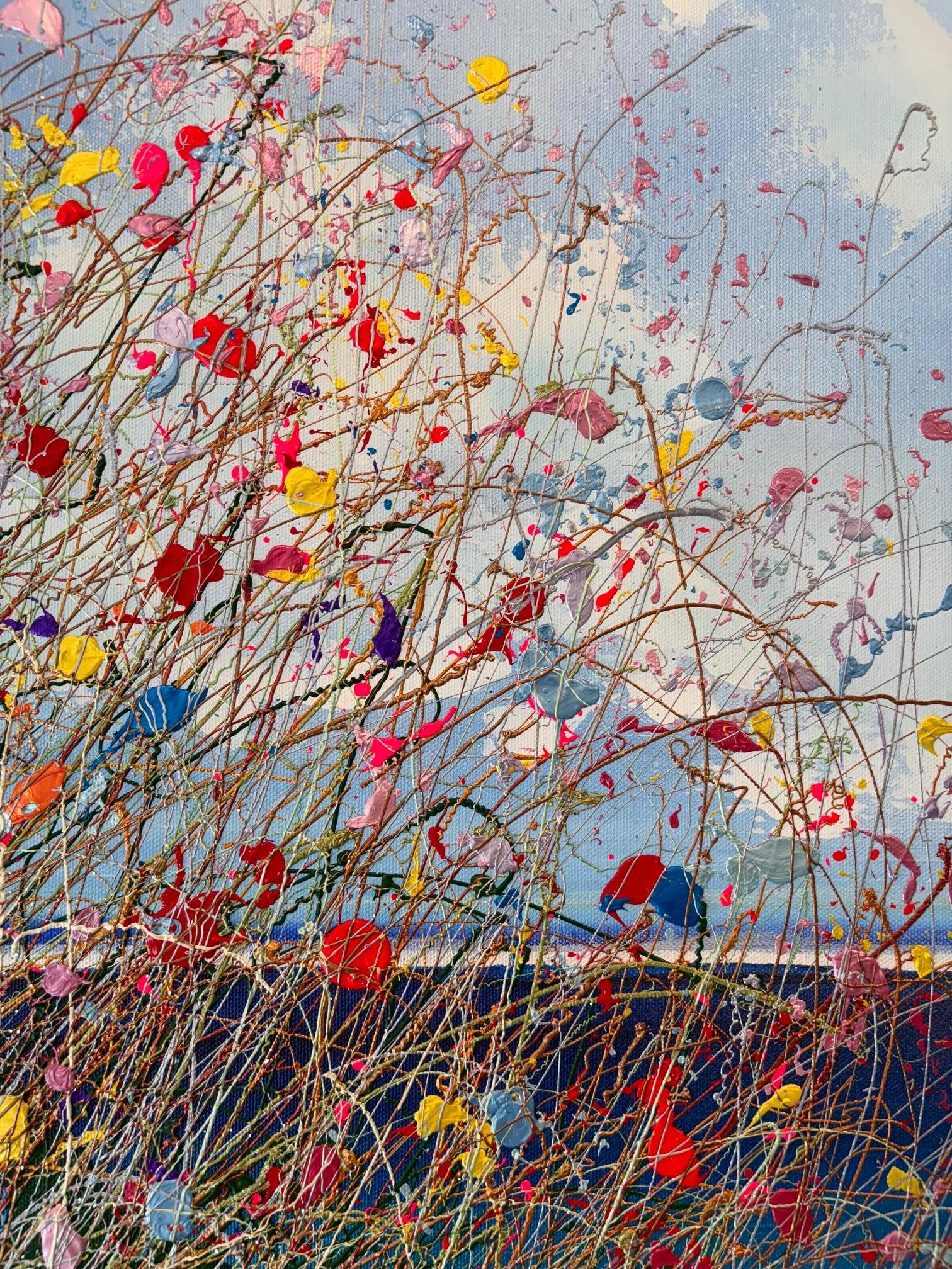 Headland Summer-originale floral Acrylmalerei - zeitgenössische abstrakte Kunstwerk (Grau), Abstract Painting, von Lisa Pang