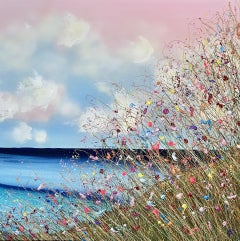 Sherbert Sky - peinture acrylique florale originale - œuvre d'art abstraite contemporaine