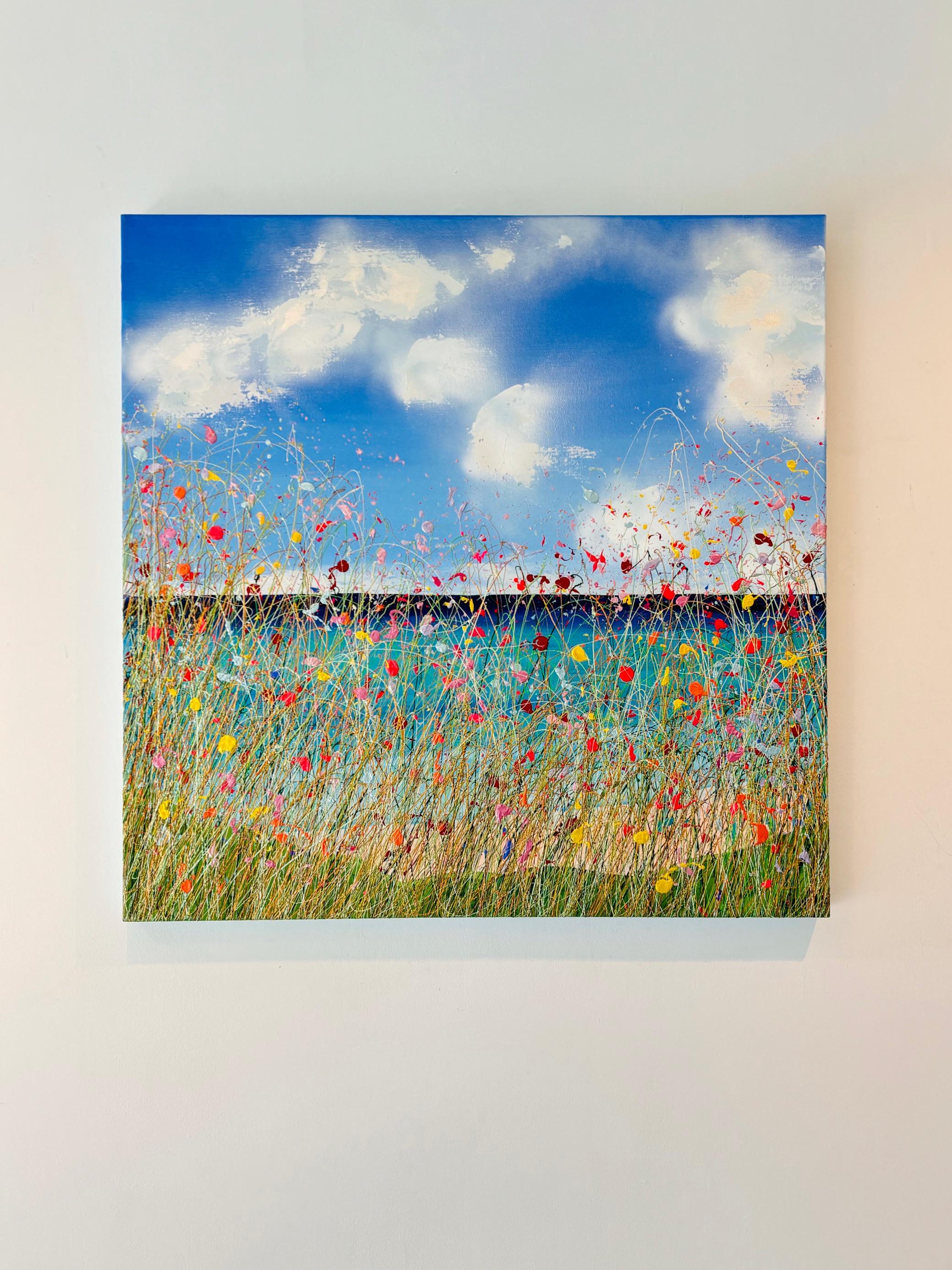 Together Forever I - original florales Gemälde - zeitgenössisches abstraktes Kunstwerk (Blau), Abstract Painting, von Lisa Pang