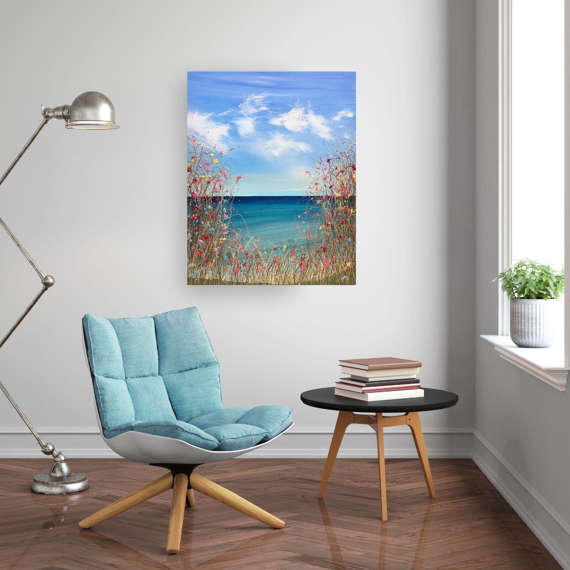Abbiamo trovato il mare-pittura acrilica floreale originale-opera d'arte astratta contemporanea - Painting di Lisa Pang