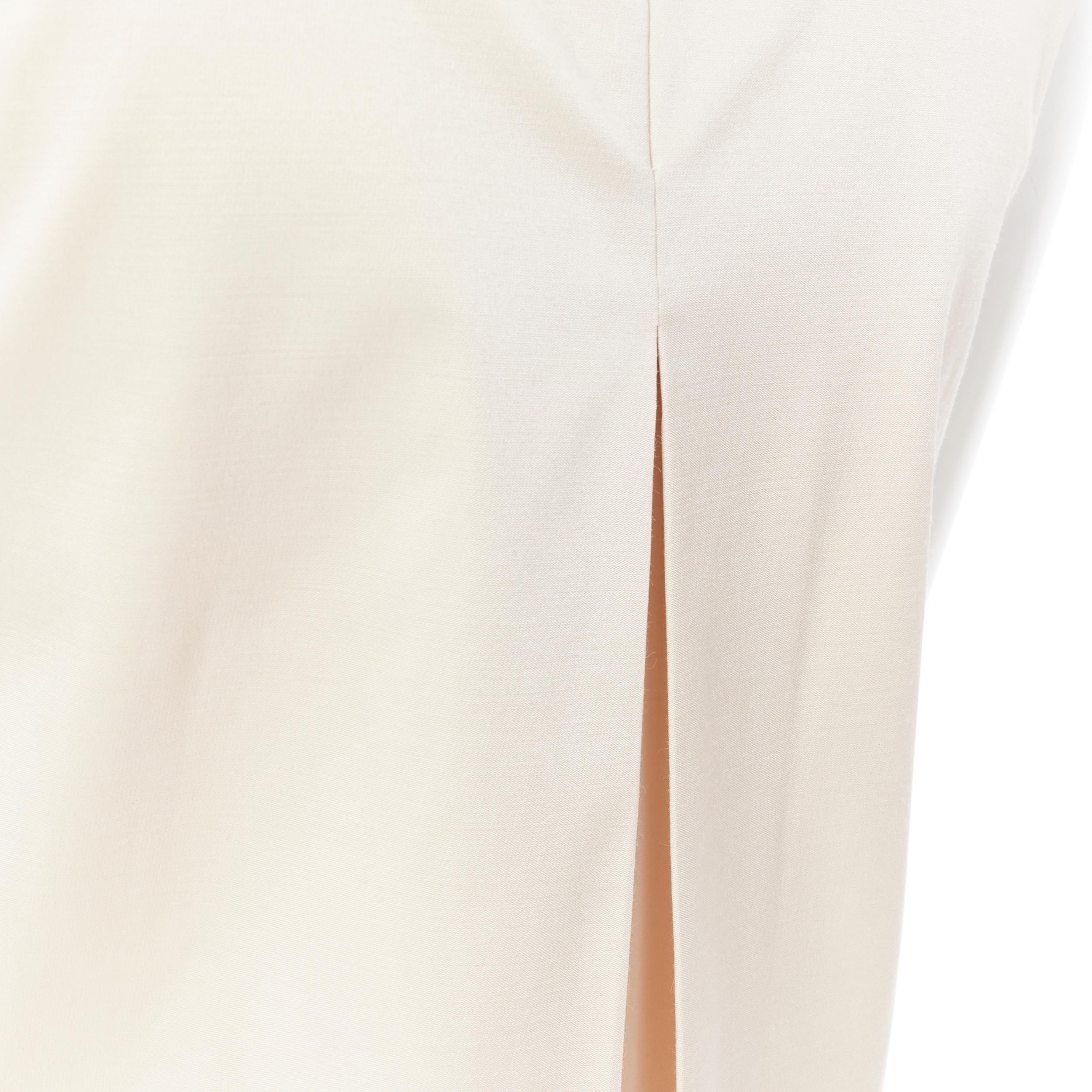 LISA PERRY beige stiff viscose curved hem dual slit pocket sleeveless top US0 4