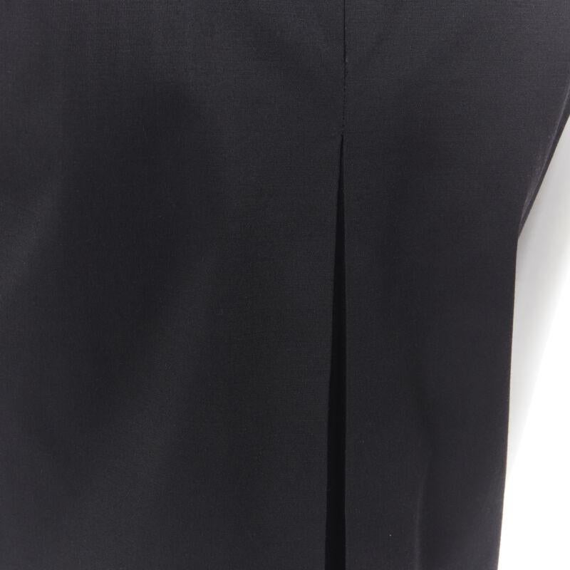 LISA PERRY black stiff viscose curved hem dual slit pocket sleeveless top US0 5
