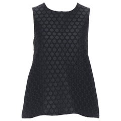 LISA PERRY top sans manches évasé en tissu circulaire texturé noir US0 XS