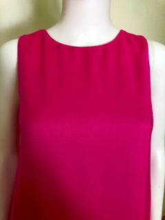 Lisa Perry Fuchsia Pink & Sunflower Yellow Wool Lined Sleeveless A-Line Dress