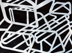 Chair 4, Black and white Abstract Geometric Painting paper by Lisa Petker-Mintz