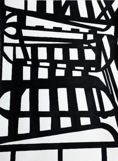 Large Chair 2, Black and white abstract lines on paper by Lisa Petker-Mintz