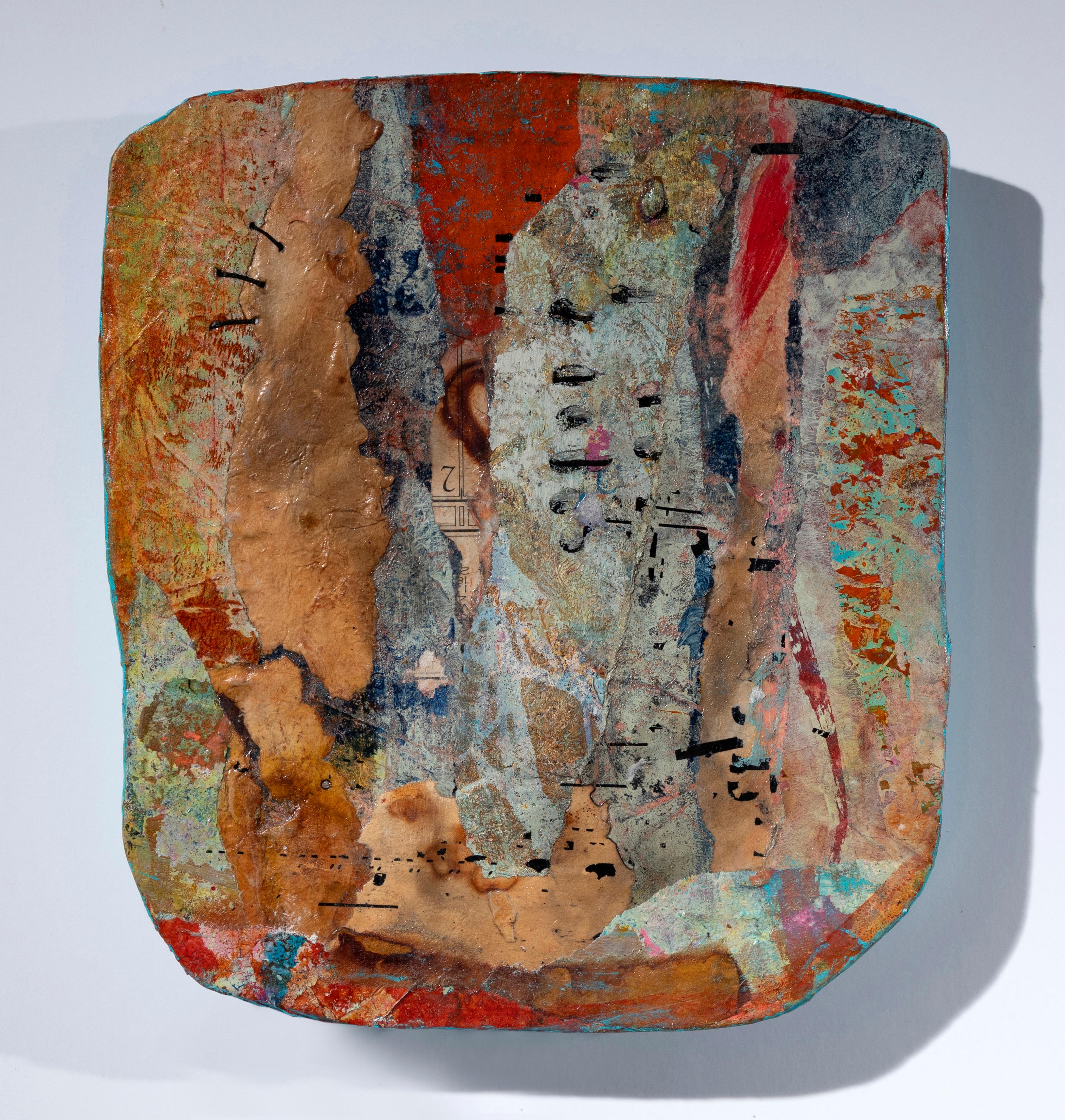 Held Together, Contemporary Abstract Mixed Media Wall Sculpture, 8 x 8 Inches
