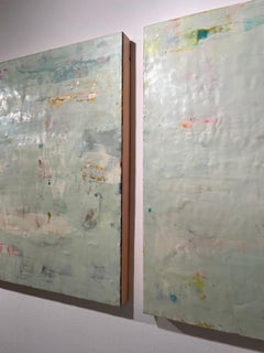 At the Edge 2 (encaustique sur panneau, abstrait, pastel, lumineux)