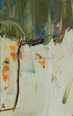 Day Series 19b, small abstract oil on paper, tan and green