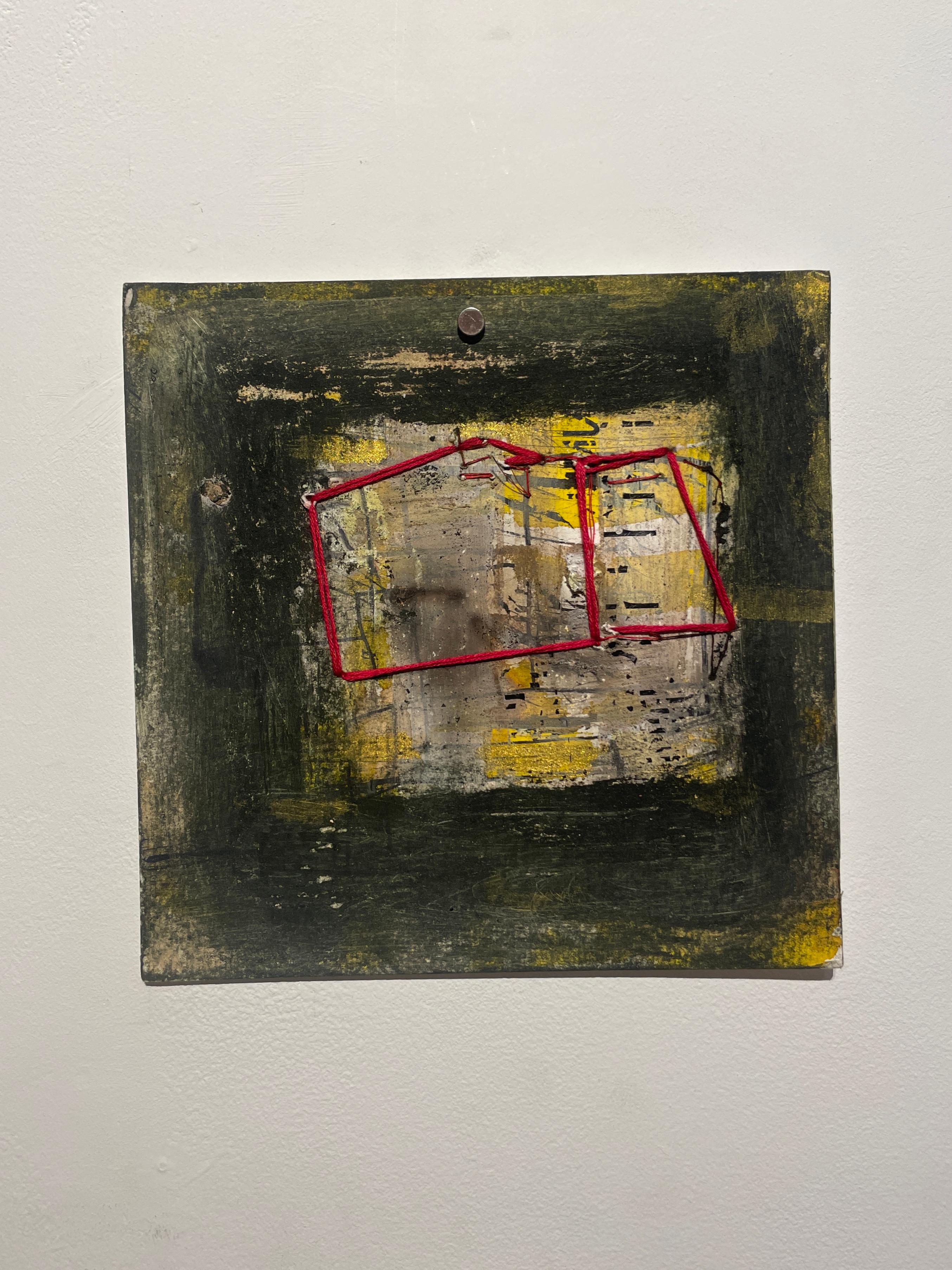Explorations 4 (abstrak, Mischtechniken auf Papier, dunkle, neutrale Farben, rot) (Zeitgenössisch), Painting, von Lisa Pressman