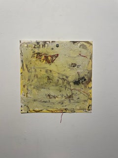 Explorations 6 (abstract, mixed media on paper, dark, neutral colors, red)