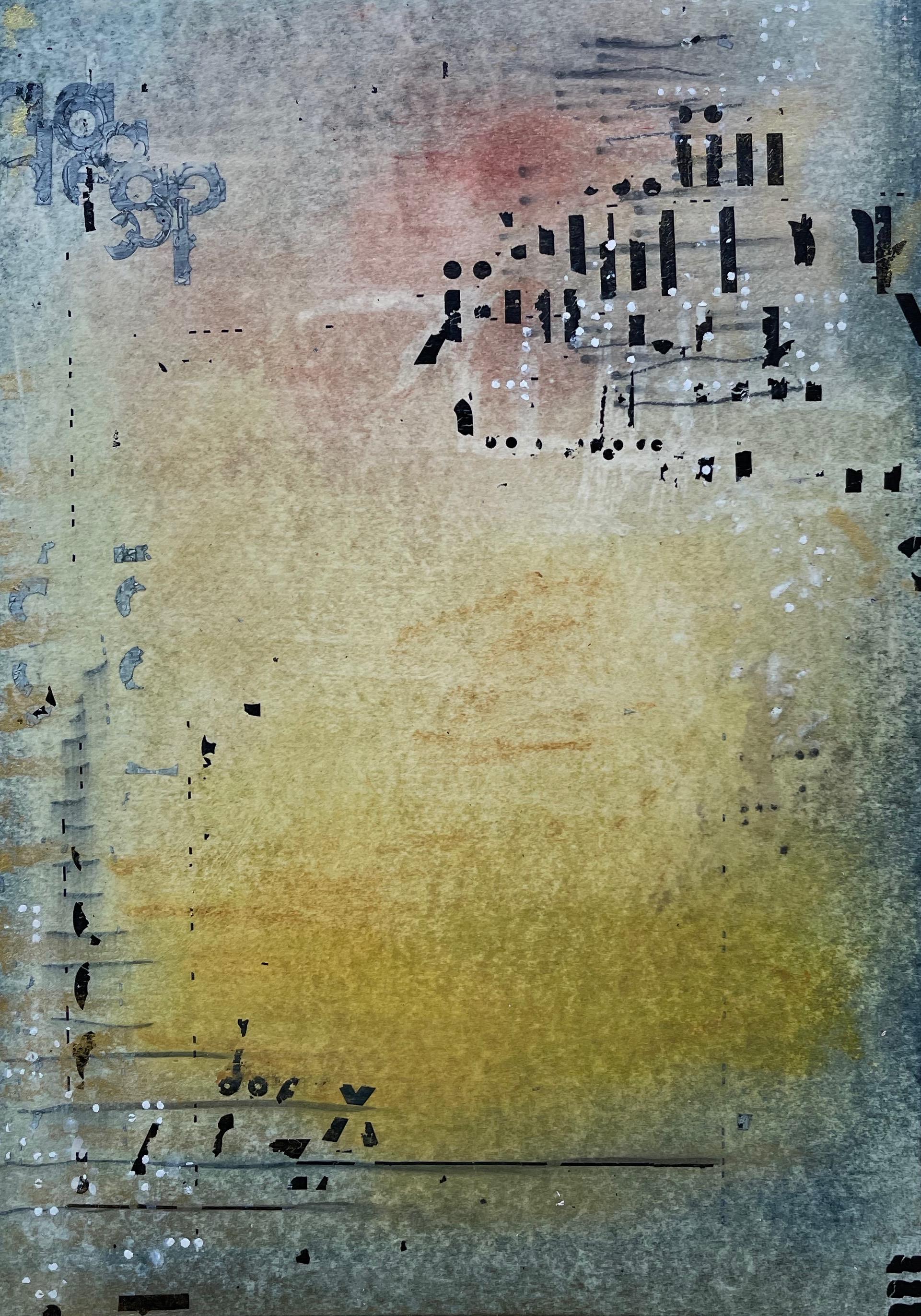 Messages #12, mixed media abstract painting on paper, neutral earth tones - Mixed Media Art by Lisa Pressman