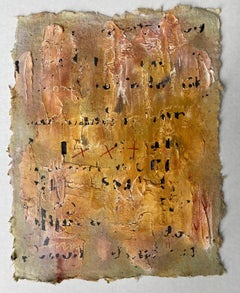 Messages #41, Mixed media on handmade paper, copper and earth tones
