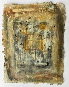 Messages #43, Mixed media on handmade paper, copper and earth tones