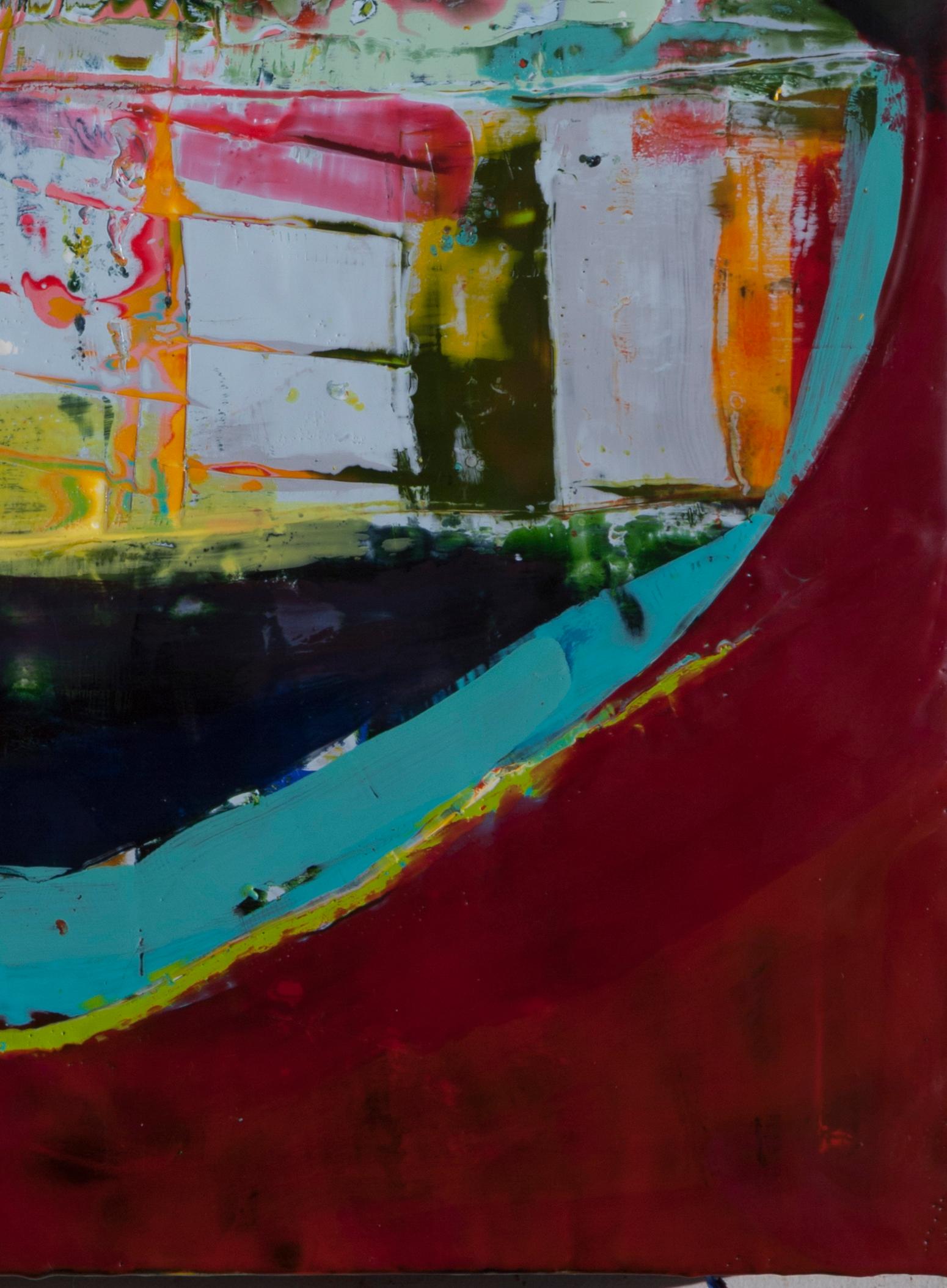 Moore Moored, grünes und rotes Enkaustikwerk, 60,96 x 60,96 cm (Zeitgenössisch), Painting, von Lisa Pressman