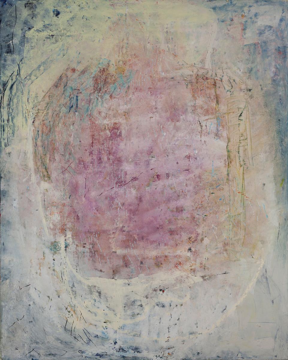 Lisa Pressman Abstract Painting - The Echo of Life,  abstract oil painting, pastel pink, 60" x 48"