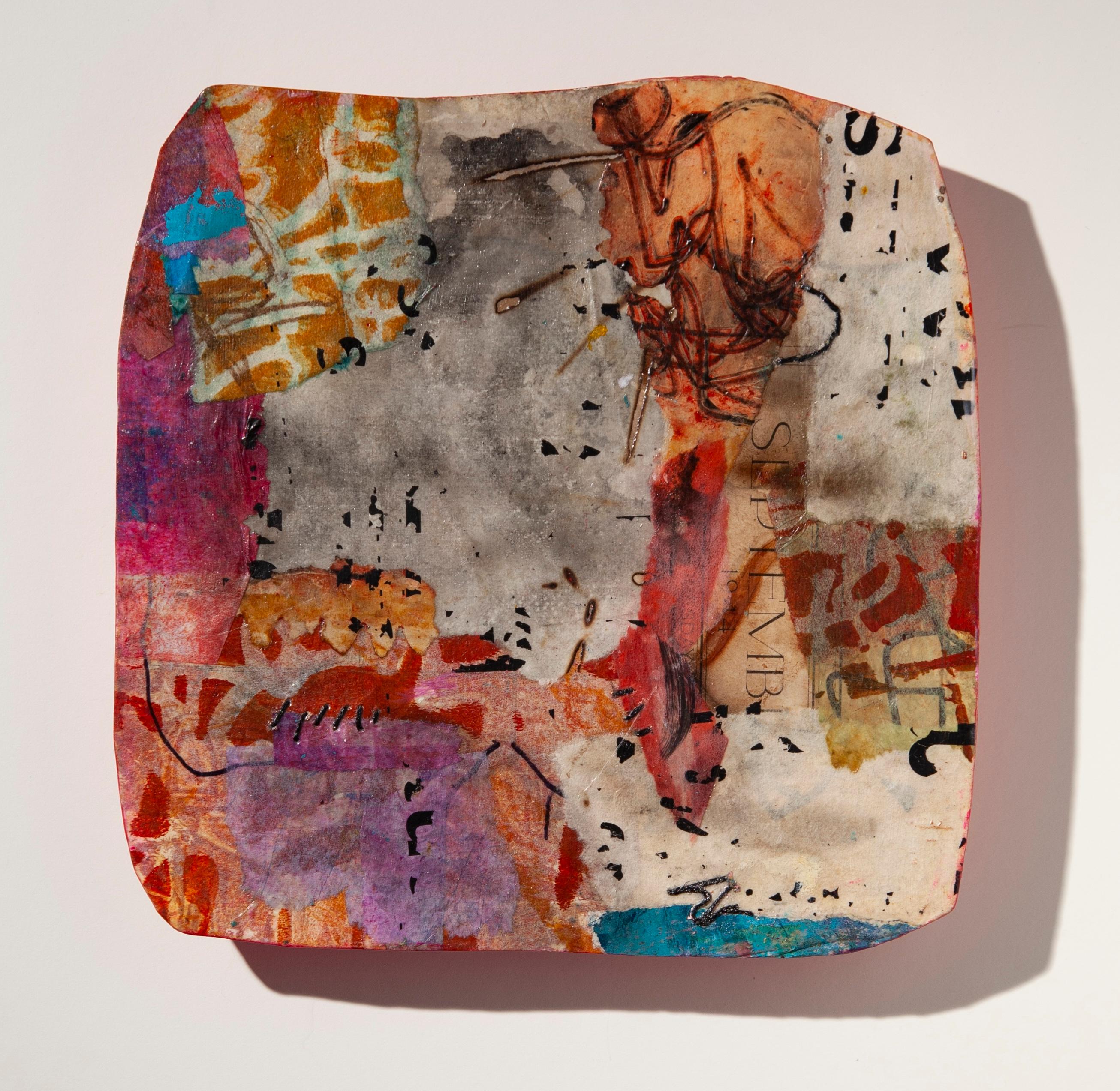 Lisa Pressman Abstract Painting - The September Trace and 7.5 x 8.5 x 1 in. Mixed Media Abstract Wall Art Relief