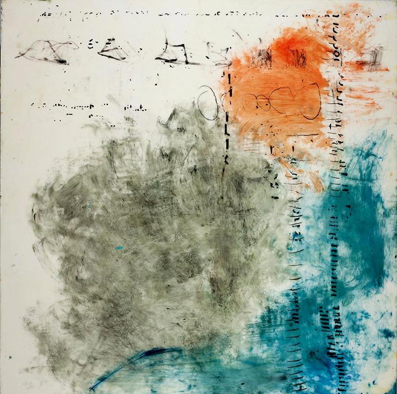 Things That Were Never Said 5, encaustic and drawing materials on wood panel - Mixed Media Art by Lisa Pressman