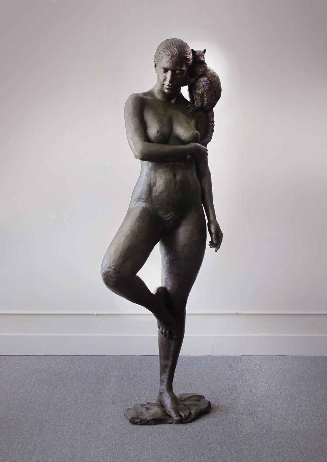 Lisa Reinertson Figurative Sculpture - Woman with Lemur
