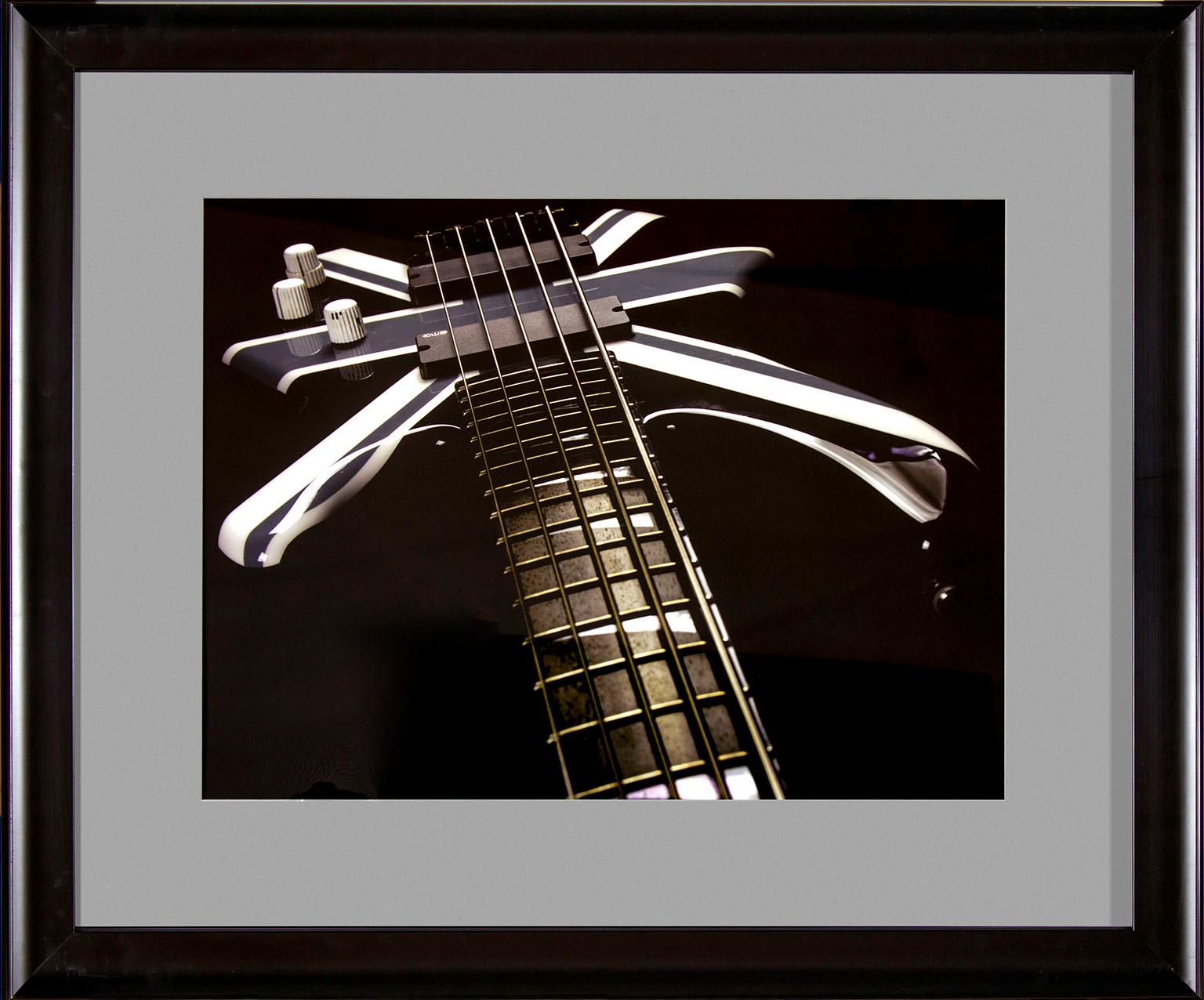 Original photo of a Rick Savage Def Leppard guitar taken by Lisa S. Johnson for her book, "108 Rock Star Guitars." This framed photo was displayed in one of the guest rooms of the original Hard Rock Hotel and Casino in Las Vegas, Nevada, and comes