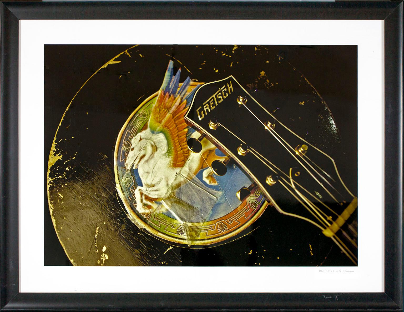 "Steve Miller 'Gretsch Guitar'" framed color photograph by Lisa S. Preston taken for her book "108 Rock Star Guitars." "Photo by Lisa S. Johnson" printed on front lower right corner. Image size: 24 x 33 3/4 inches. This photograph was previously