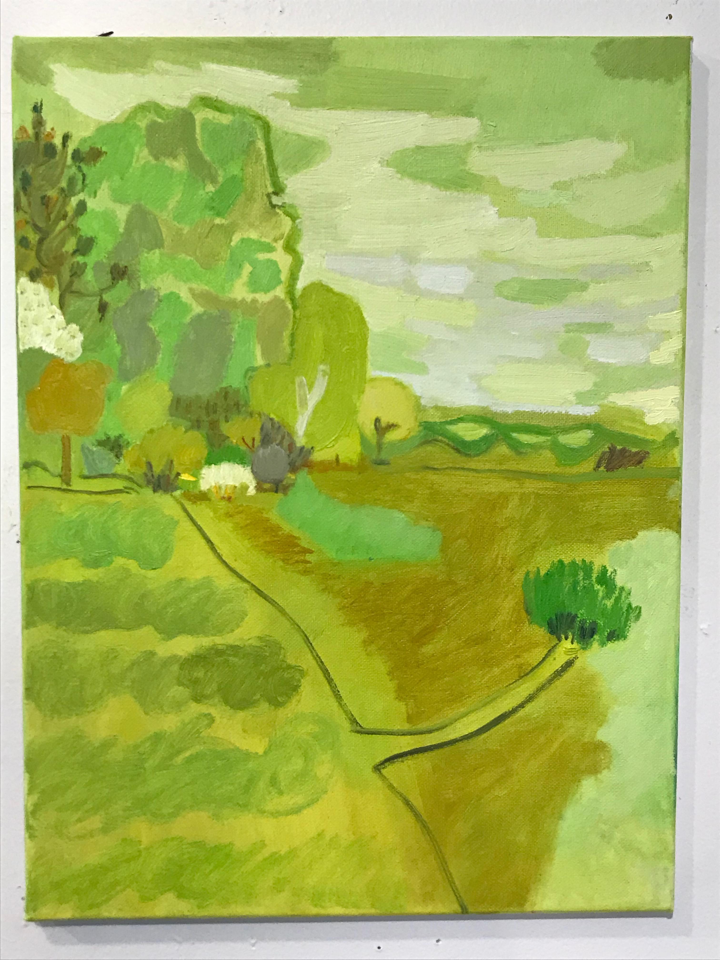 Landscape Painting Lisa Sanditz - Étude de couleur de paysage vert clair